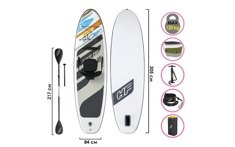 SUP-доска с набором White Cap Convertible, 305 x 84 x 12 см, 65341 Bestway